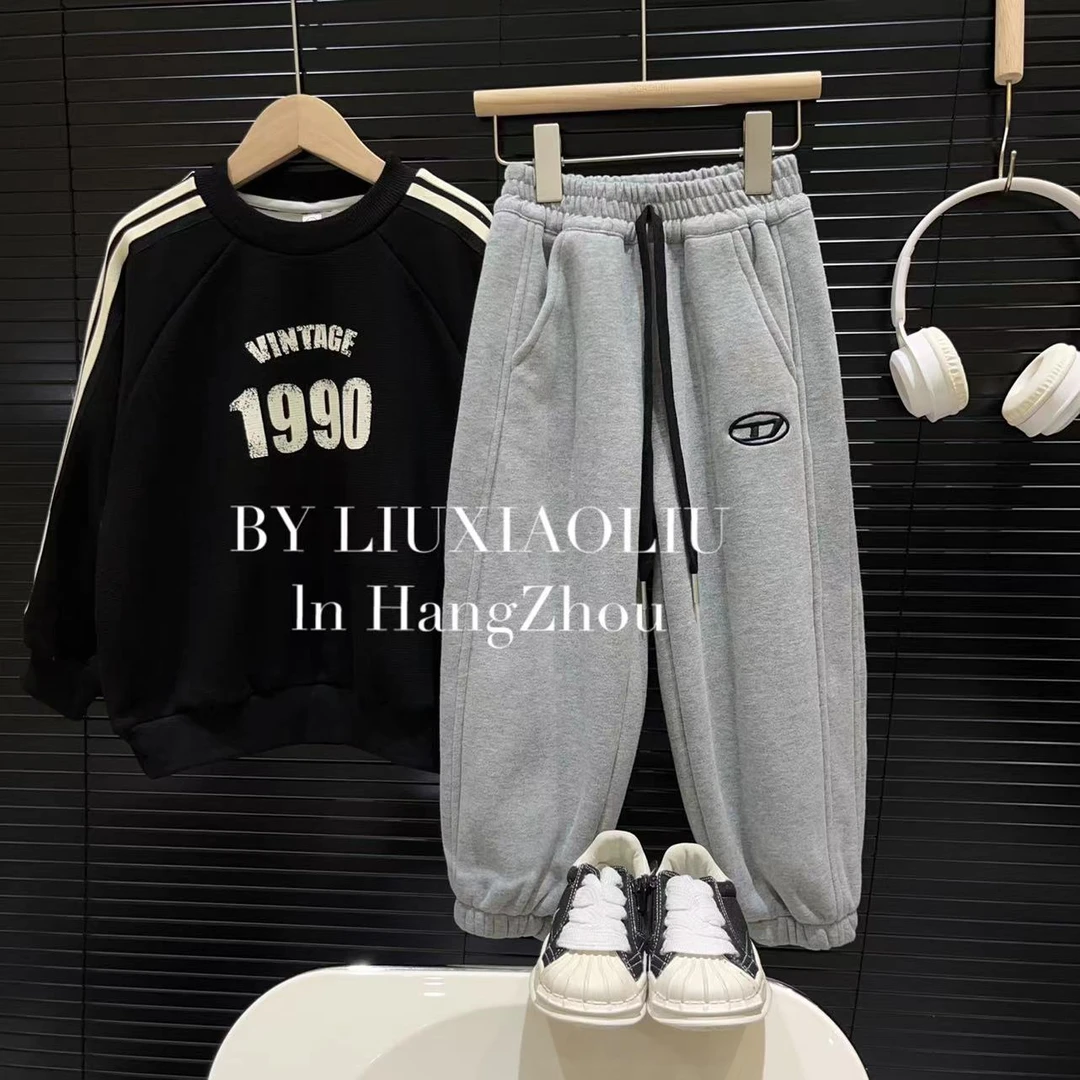 BY LIUXIAOLIU【D】韩版高货秋冬季儿童加绒卫裤2745