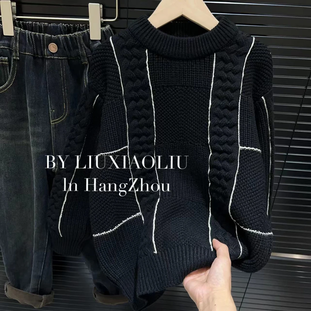 BY LIUXIAOLIU【白线流】韩版高货秋冬季儿童加厚毛衣2882