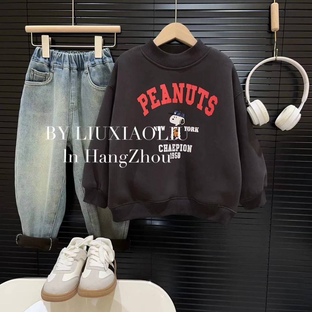 BY LIUXIAOLIU【休闲表达式】韩版高货秋冬季儿童加绒卫衣9461