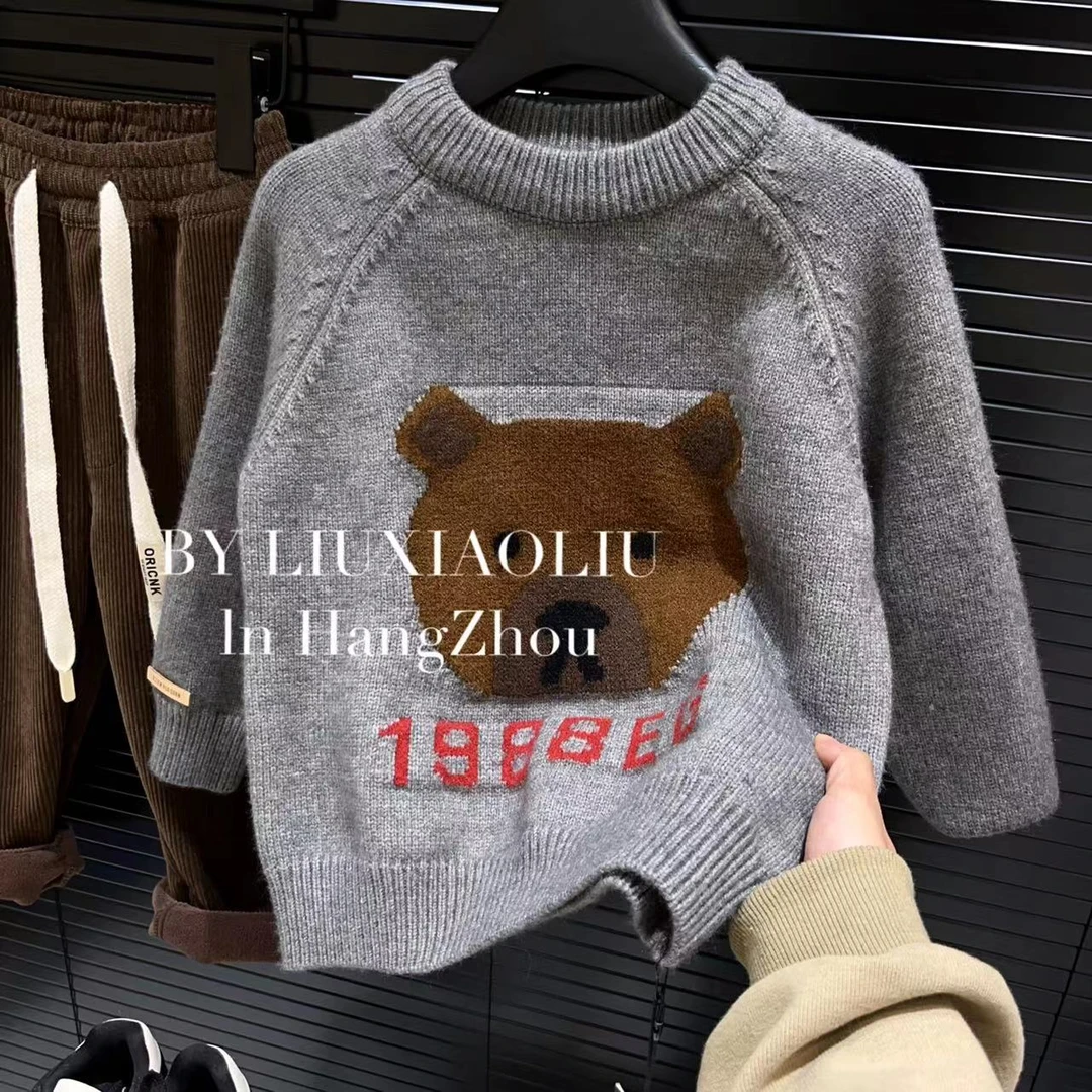 BY LIUXIAOLIU【复古小熊】韩版高货秋冬季儿童加厚毛衣2782