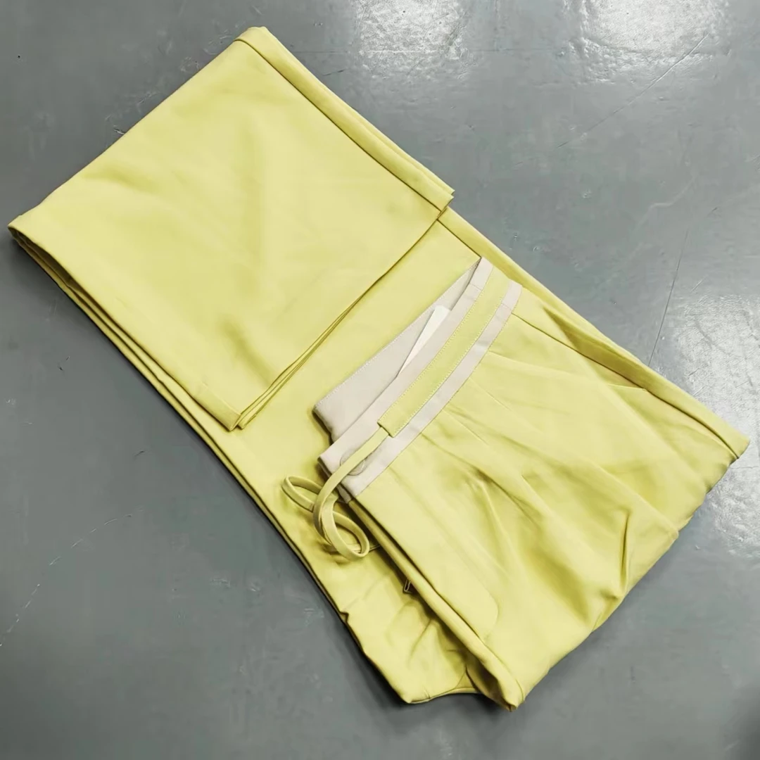 南油玲姐-黄色直筒休闲裤68013