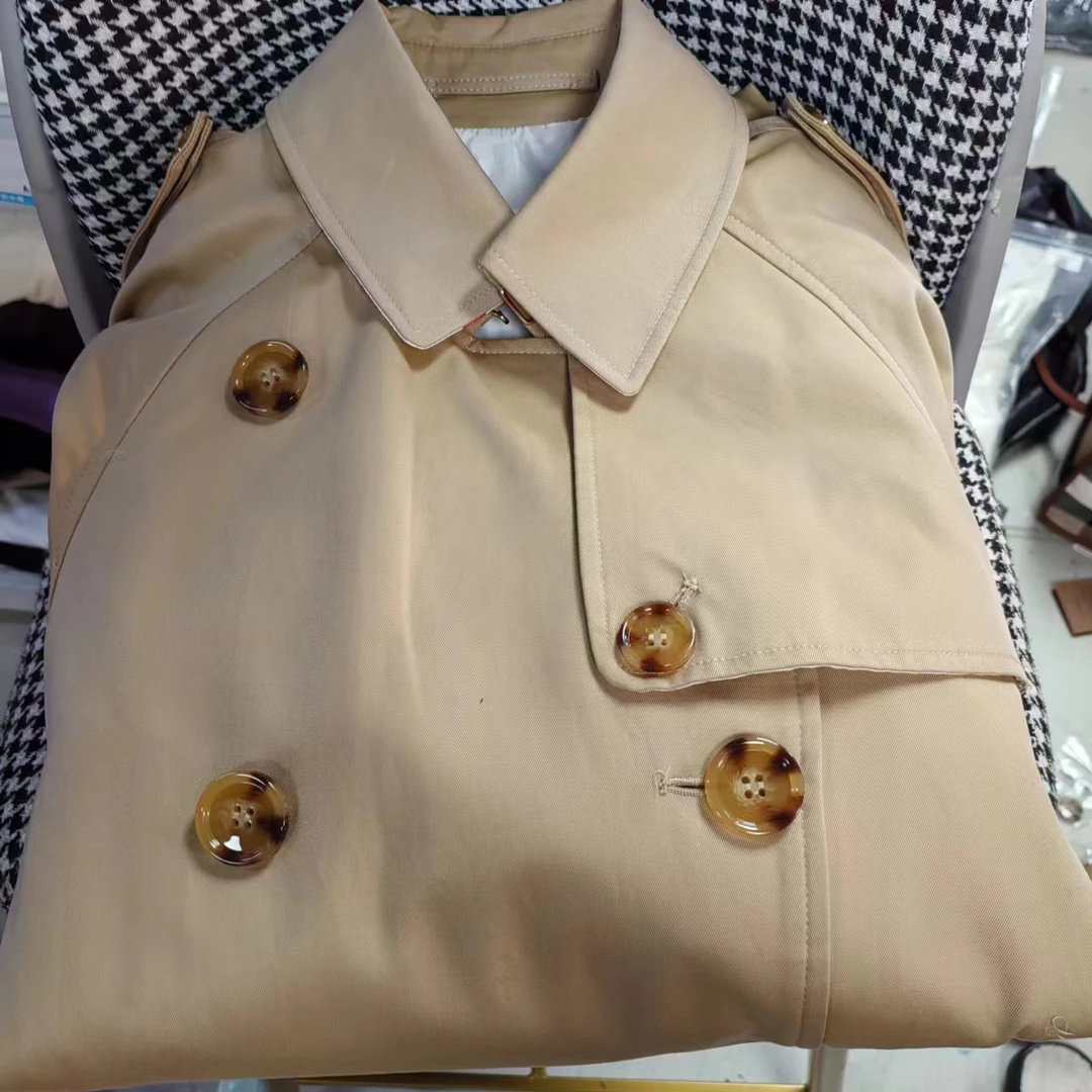 【南油玲姐】卡其色双排扣中长款风衣外套81342