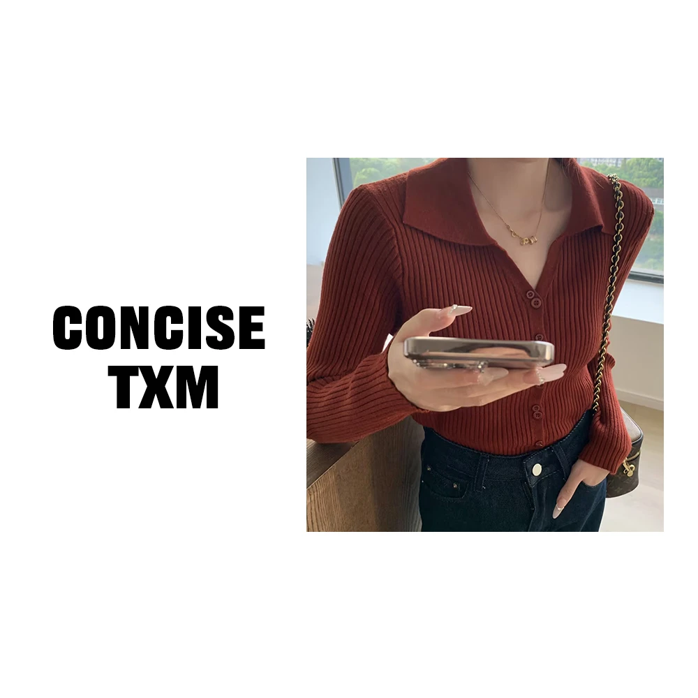 【唐小木】  时尚休闲显瘦气质polo领长袖针织衫   S0603