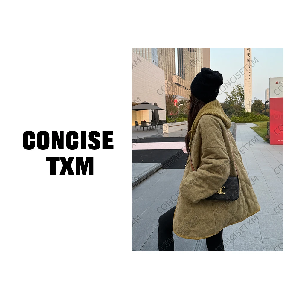 【唐小木】羊毛羽绒冬季时尚菱形格韩版加厚百搭保暖羽绒服 YR0740