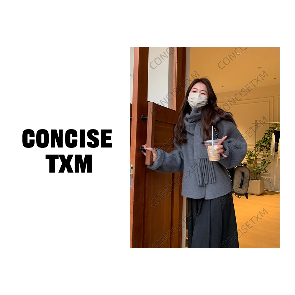 【唐小木】双面呢大衣韩版时尚宽松中长款百搭毛呢大衣  DY0654