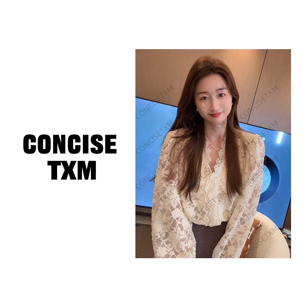 【唐小木】新款上衣衬衫 设计感小众气质V领蕾丝小开衫  S0701