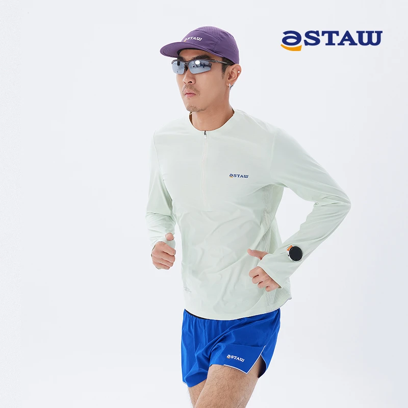 STAW世拓Trail半拉链越野跑步长袖upf100+抗菌款coolmax速干T恤