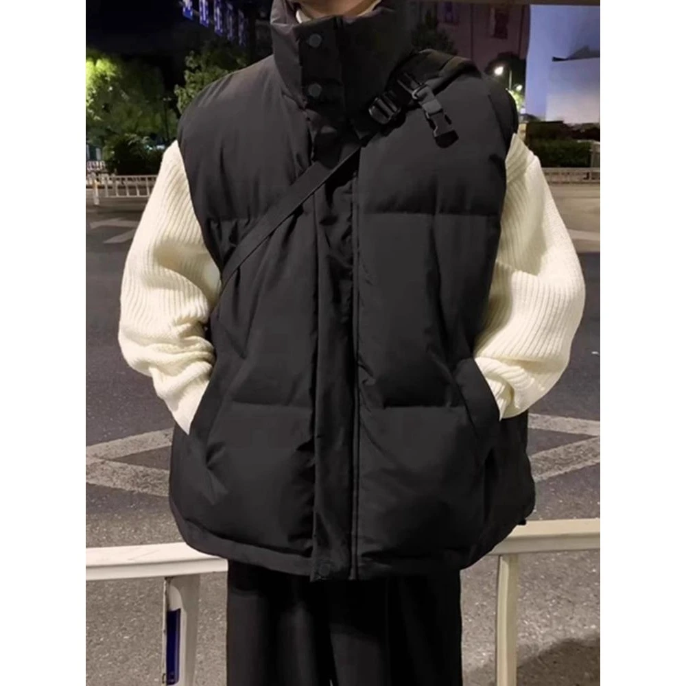 波司豋痞帅冬季大码加厚羽绒服马甲男潮流无袖棉衣宽松立领坎肩背