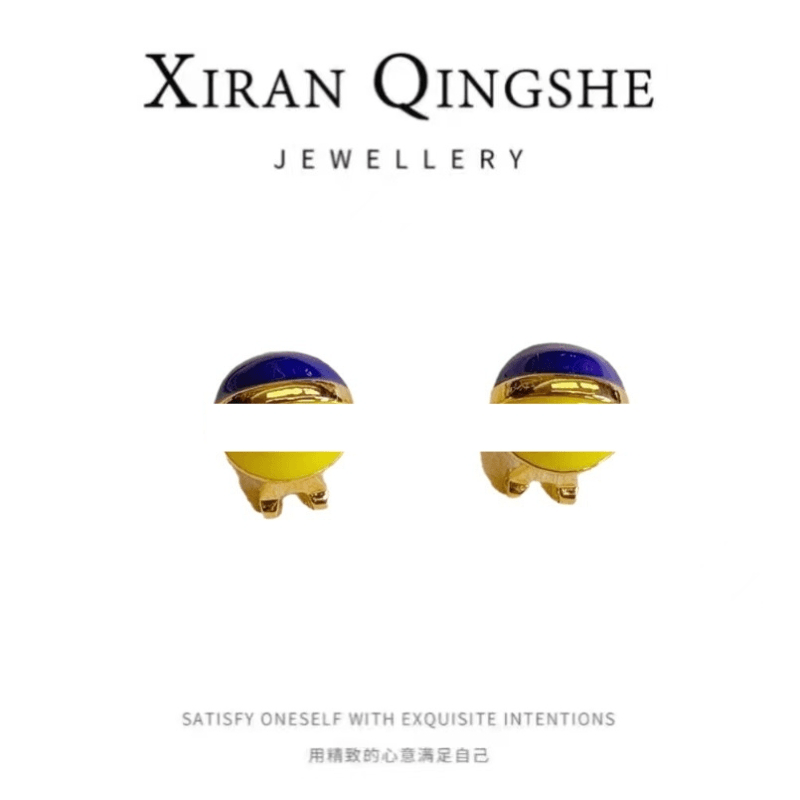 《货号1983》黄蓝耳扣耳环