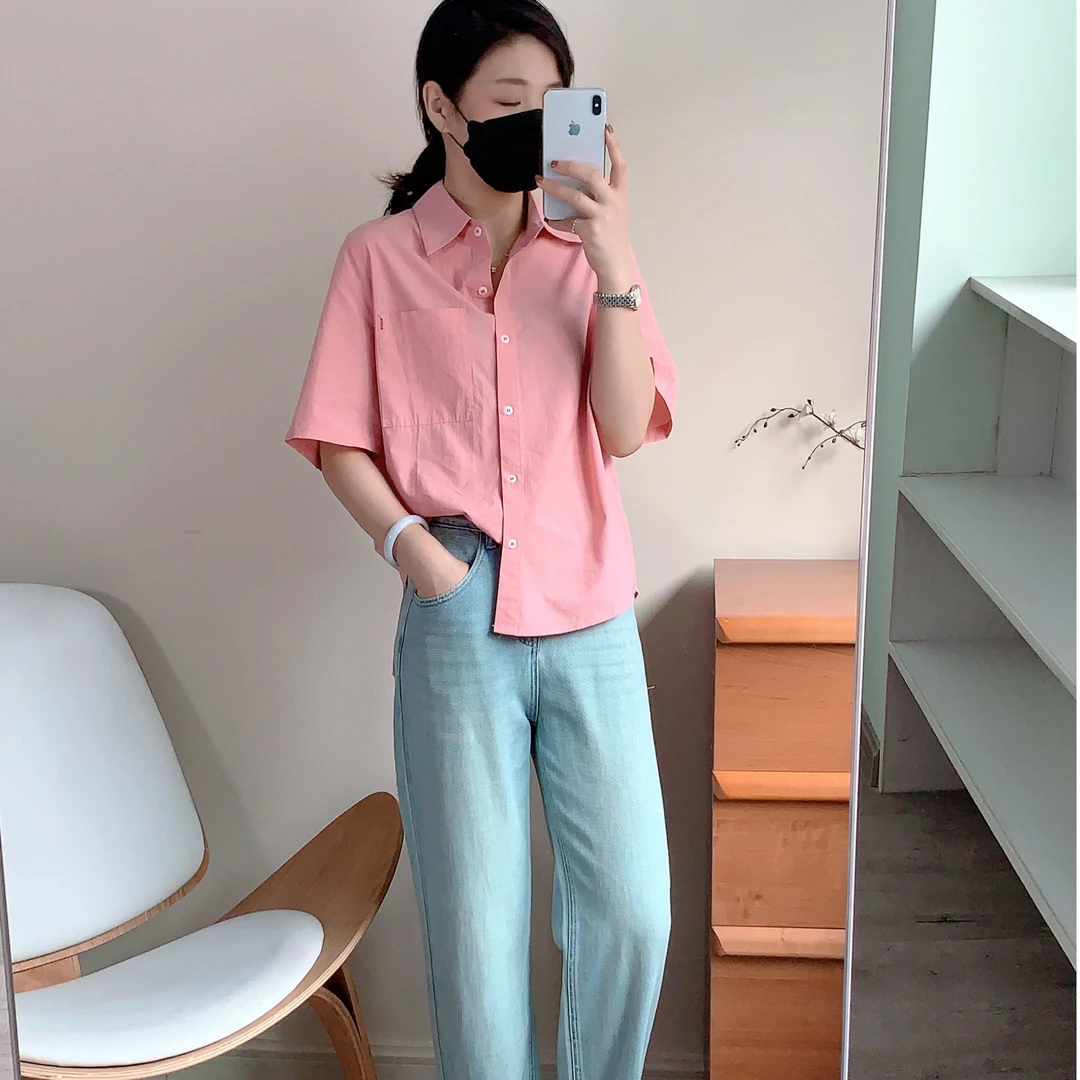 【闺房】夏季韩系百搭休闲衬衫春夏粉色系穿搭