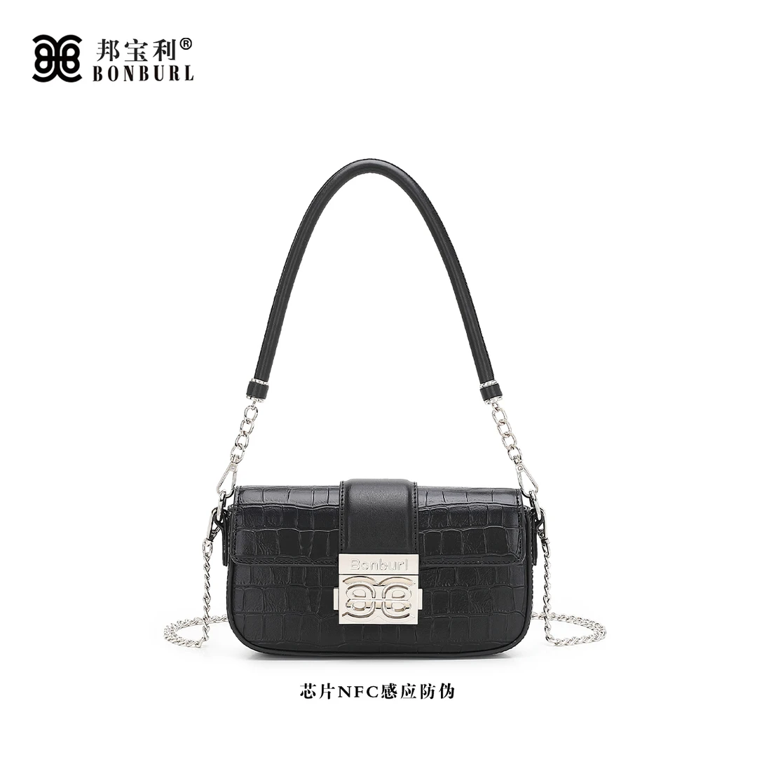 Bonburl/邦宝利【工厂直销】新款女士新款百搭黑色单肩斜挎包8810