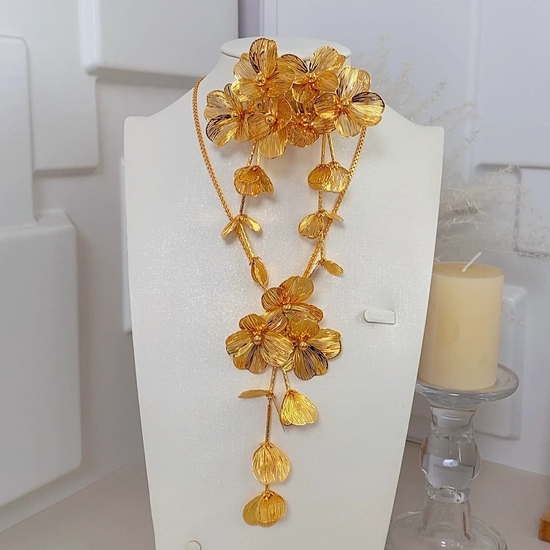 钛钢亚克力项链 两件套气质轻奢时尚百搭复古古风精美素款长款