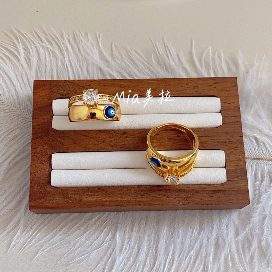 钛钢亚克力戒指 戒指手工气质蓝色简约彩色紫色指环镶嵌金色轻奢