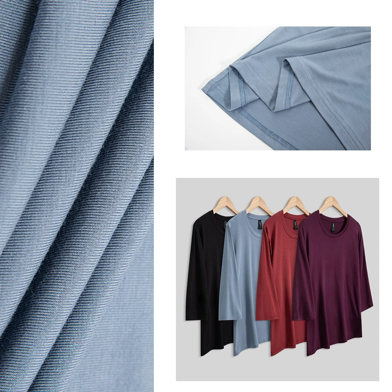 早秋薄款七分袖【25111#】早秋显瘦女款圆领七分T恤