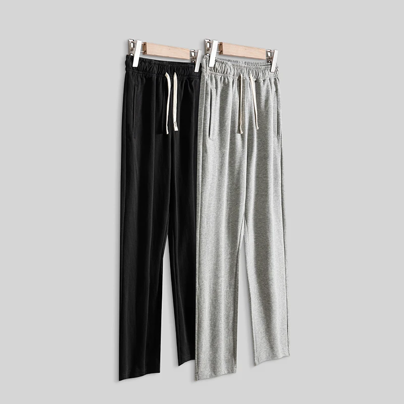 【6539】夏季薄款【拉链口袋】夏季弹力棉小毛圈直筒长裤