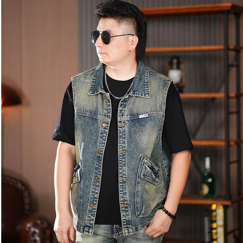 男士男款潮牌工装牛仔马甲春秋潮流无袖坎肩背心外套复古机车030#