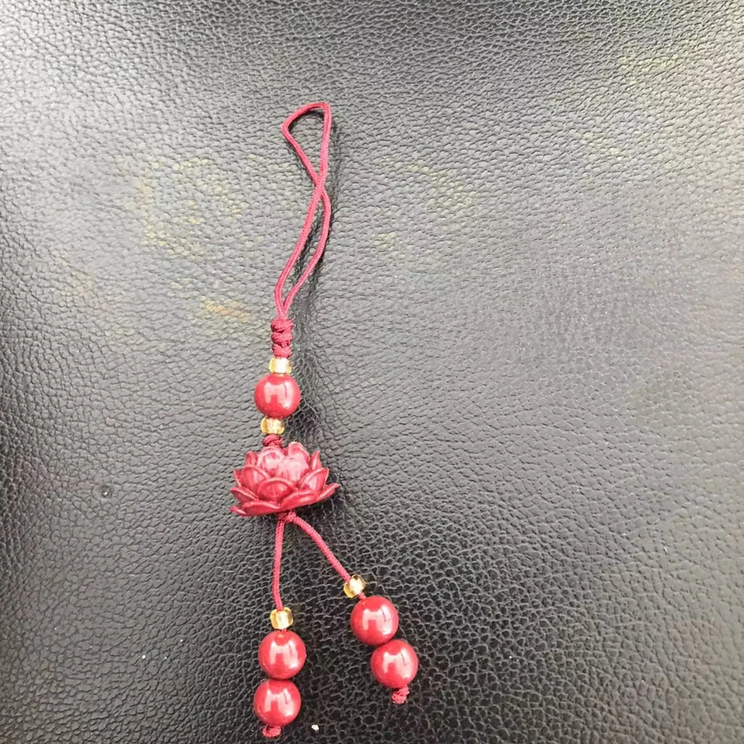 天然辰砂天然紫砂莲花手机挂