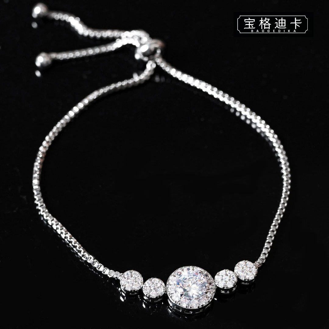 合金合成锆石手链 经典4克拉合成立方氧化锆设计手链d