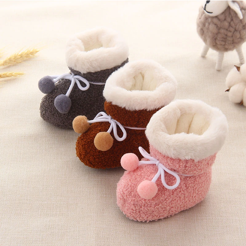 秋冬季婴儿保暖鞋男女宝宝加厚毛绒不掉鞋新生儿鞋袜幼儿棉鞋01岁
