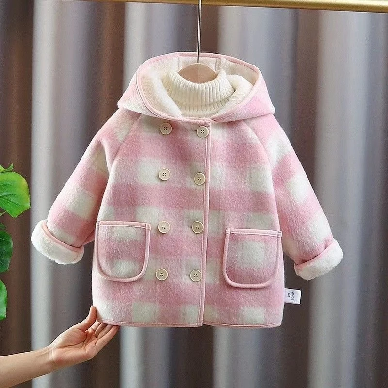 女童外套秋冬2024新款儿童加绒棉衣宝宝冬季棉袄洋气加厚呢大衣潮