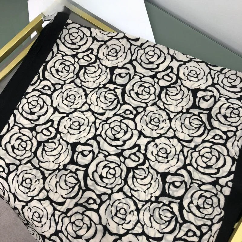 桑蚕丝单面双绉山茶花145x37长巾时尚高端丝巾真丝爆款百搭J156