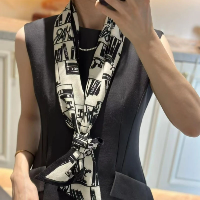 丝毛AB面白色小香图书馆140*25长巾飘带时尚围巾披肩空调毯I026