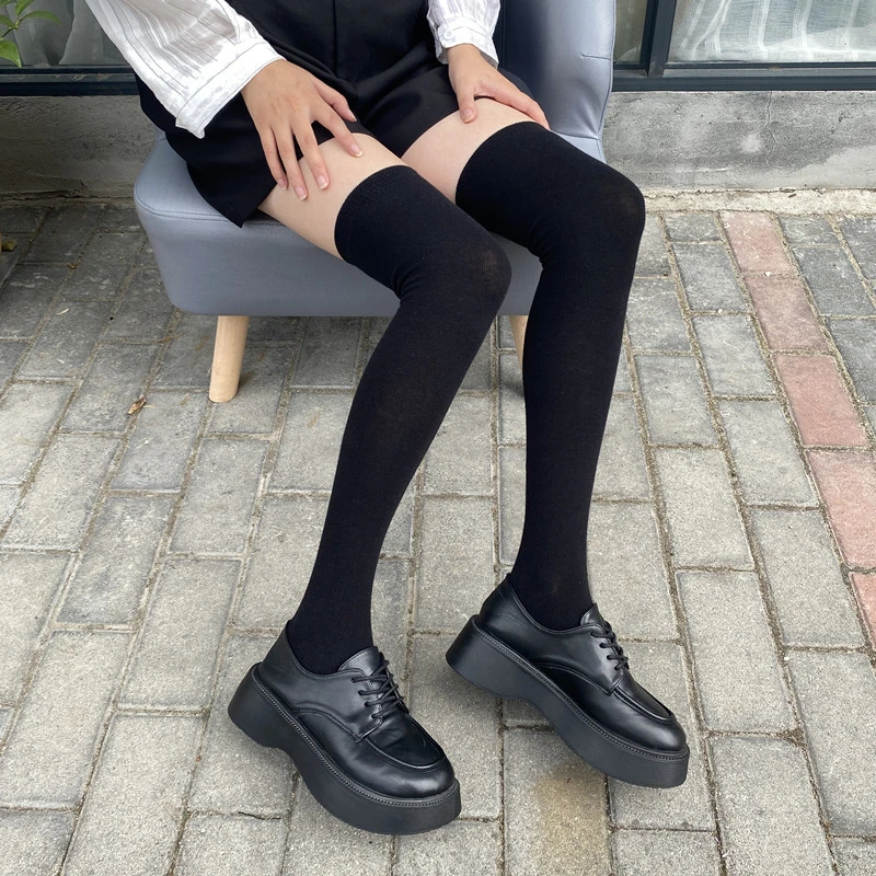 秋冬新款长筒袜黑色袜子舒适显瘦透气过膝袜女高筒袜运动袜微压袜