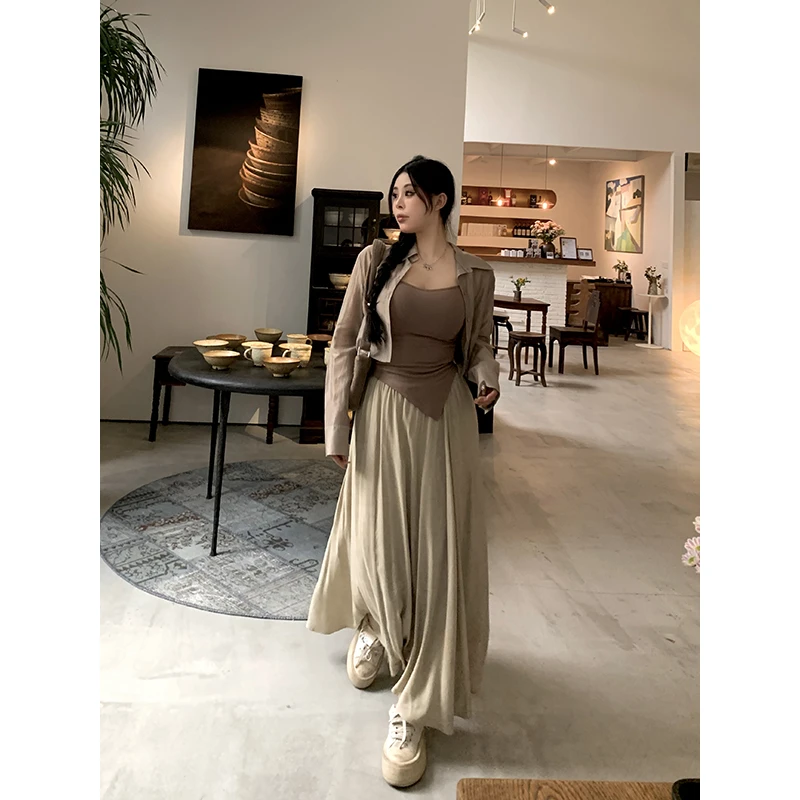 黑泽玄七微胖mm2023早秋新款高腰套装半身裙女98233CS9625/B1116