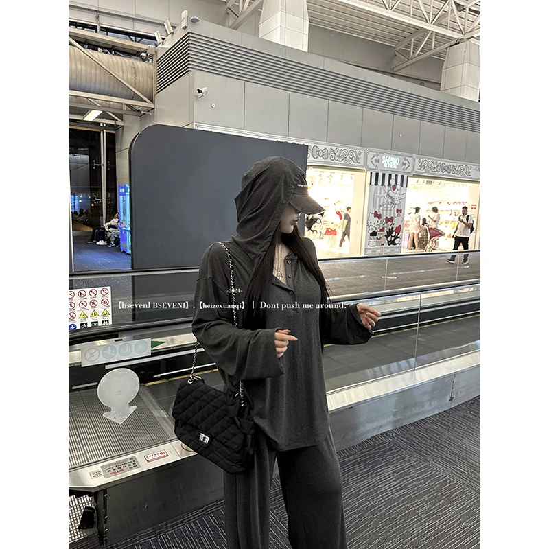 黑泽玄七上衣休闲裤子两件套套装春秋季新款微胖遮肉显瘦减龄女