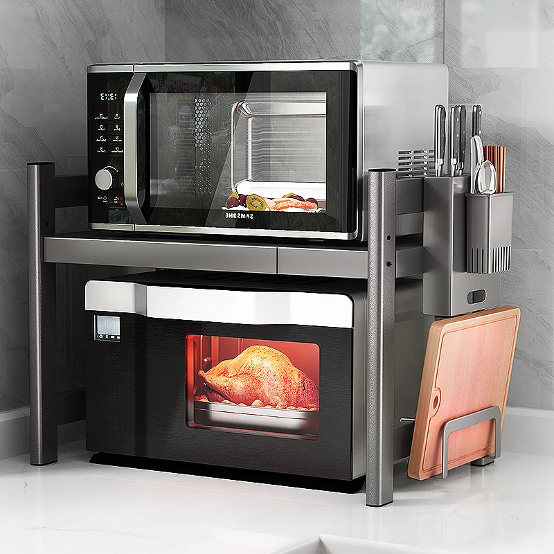 可伸缩微波炉置物架厨房多功能家用支架烤箱电饭锅微波炉架置物架