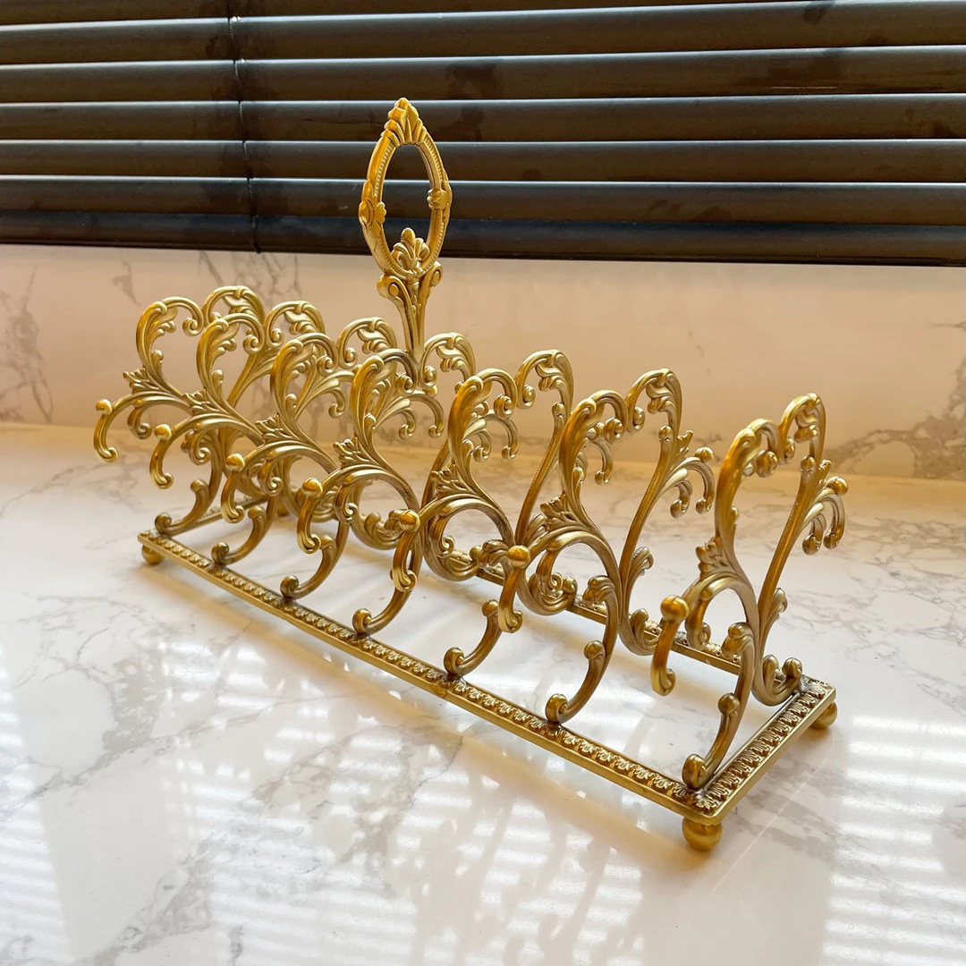 创意轻奢黄铜雕花阳台无痕家用餐盘沥水架收纳架装饰摆件