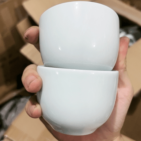 盘杯两个陶瓷陶瓷微瑕