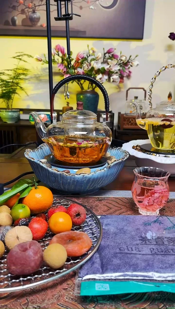 【闪购商品】瓷缸银槐树蓝+双鱼壶+1杯+网+茶巾