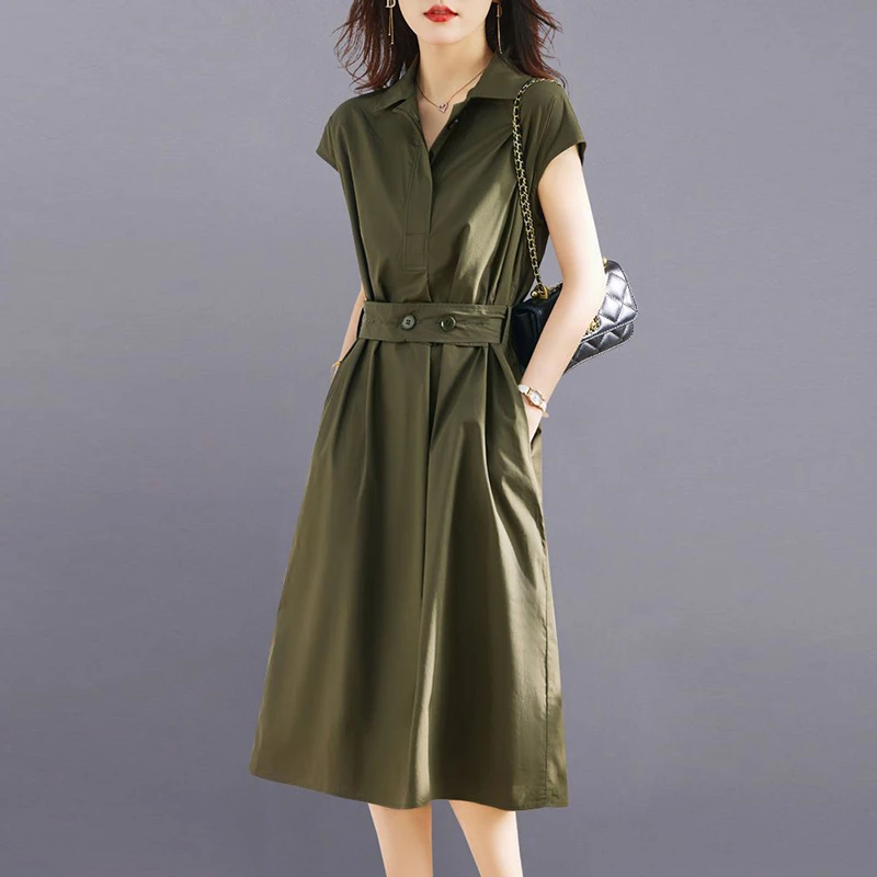 高档品牌胖MM2025夏新款大码女装衬衫裙气质收腰显瘦别致韩版洋气
