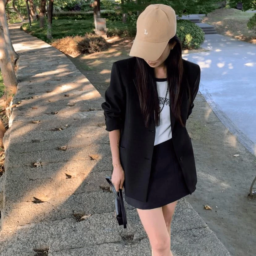 秋季新款百搭显瘦廓形西装外套女韩版小西服高级感小个子时尚外套