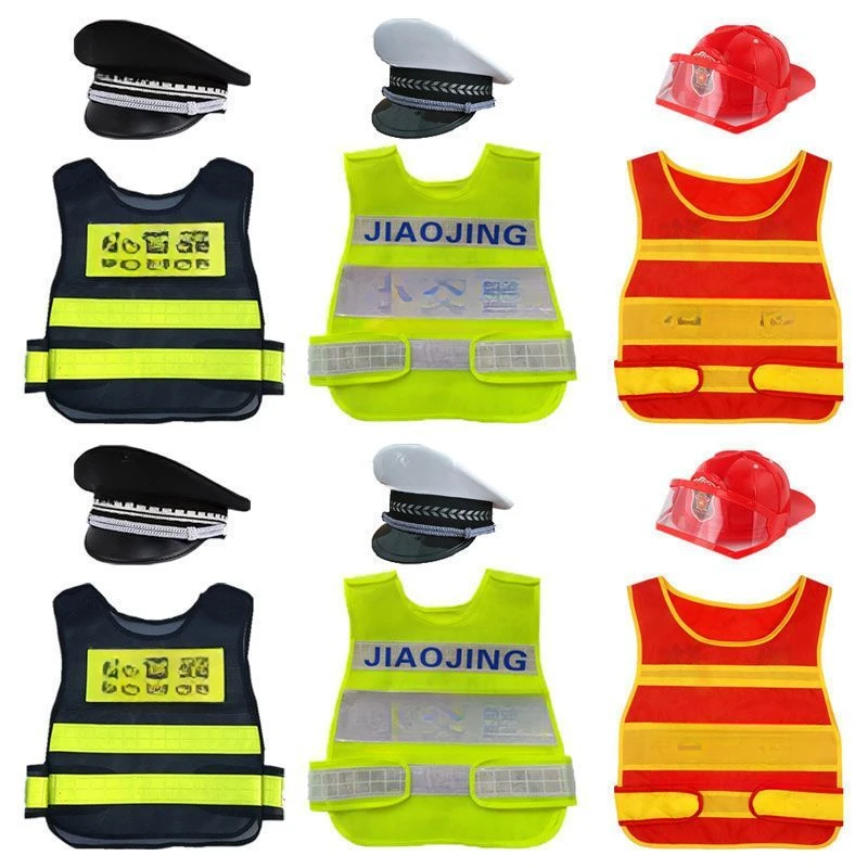 儿童交敬马甲背心小敬察小肖防夏季大盖帽幼儿园发光表演儿童节