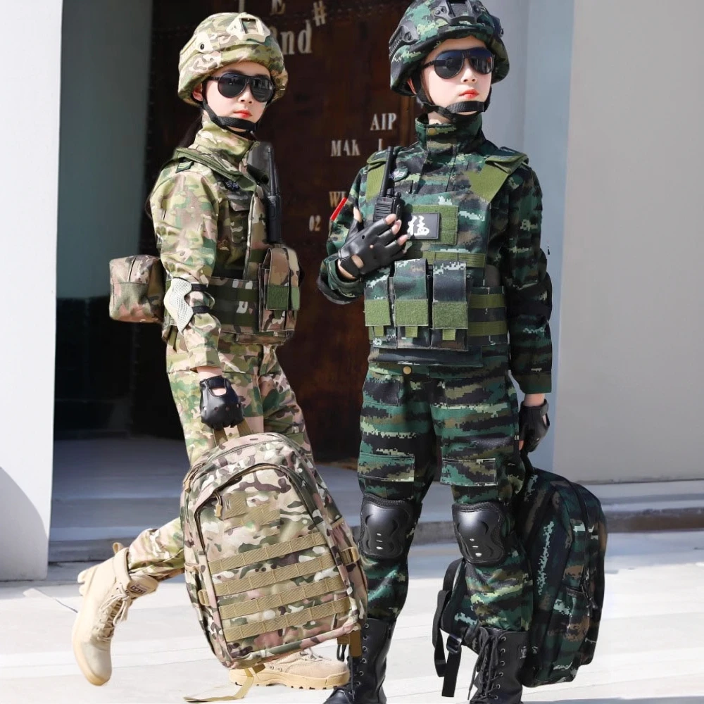 儿童迷彩服套装男女冬令营户外特种兵作战套装野战军训表演演出服
