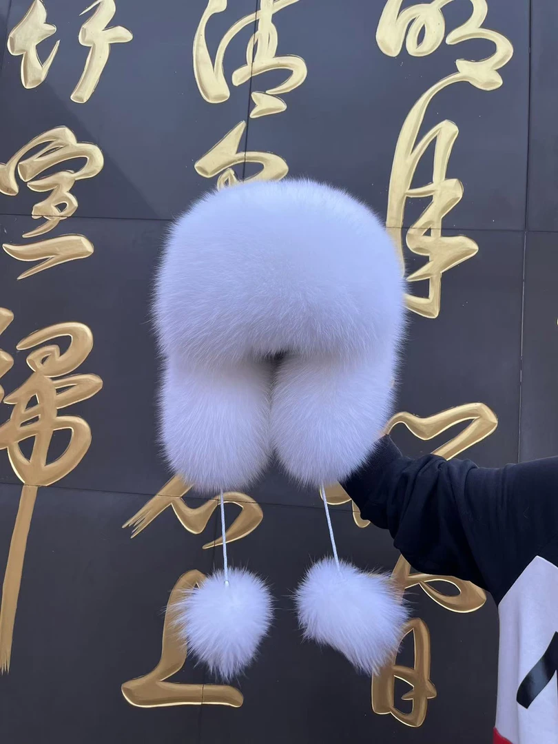雪狐全毛霸王帽真皮真毛雷锋护耳帽狐狸毛帽子保暖时尚女帽