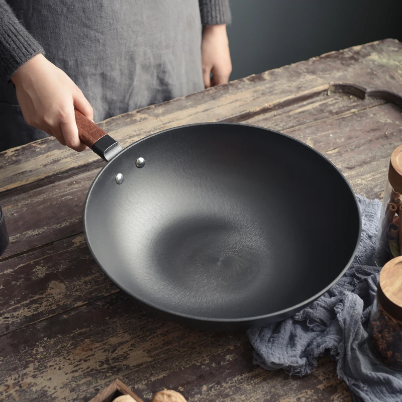 30cm-32cm-34cm太阳纹炒锅无涂层不粘锅电磁炉燃气灶通用烹饪加厚