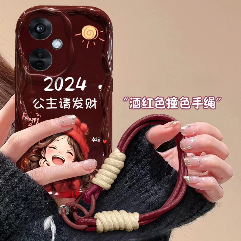 适用2024公主请发财oppok11手机壳PJC110女ins风保护套硅胶潮新年