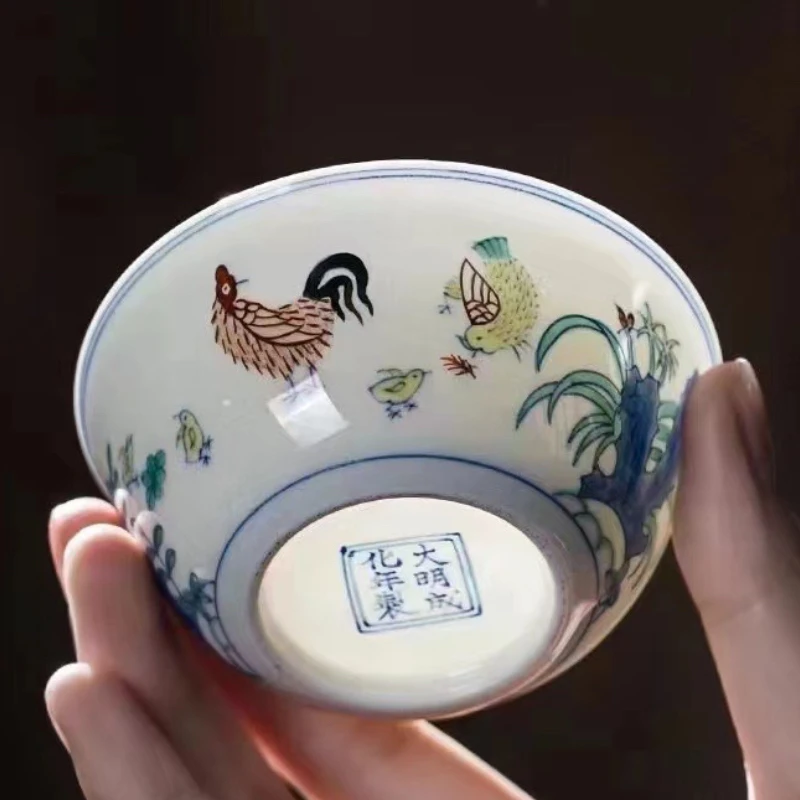 【传世斗彩】鸡缸杯