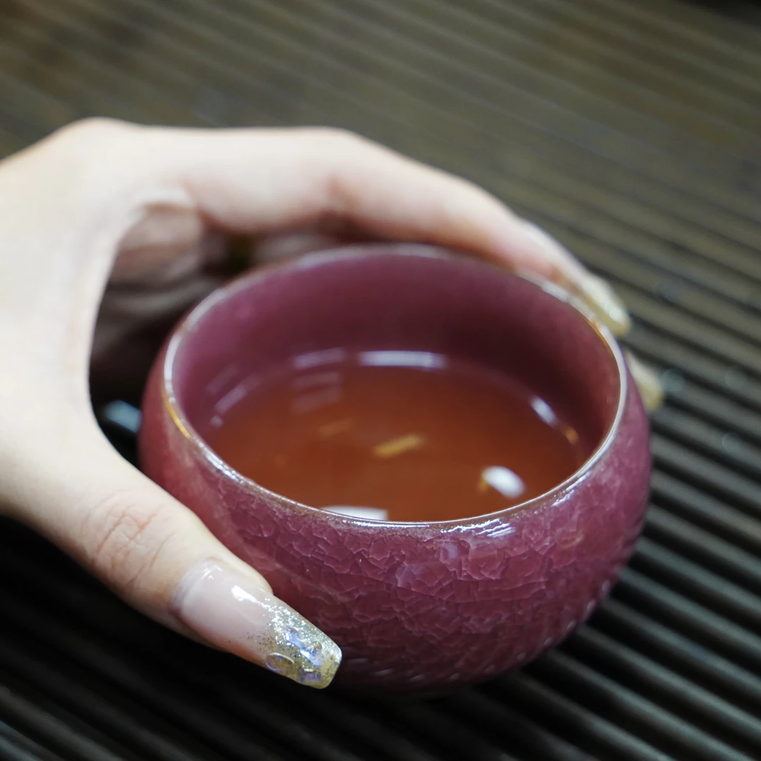 【梅粉冰裂】冰裂禅定主人杯陶瓷冰裂纹茶具盏茶盏杯精美粉色主人杯