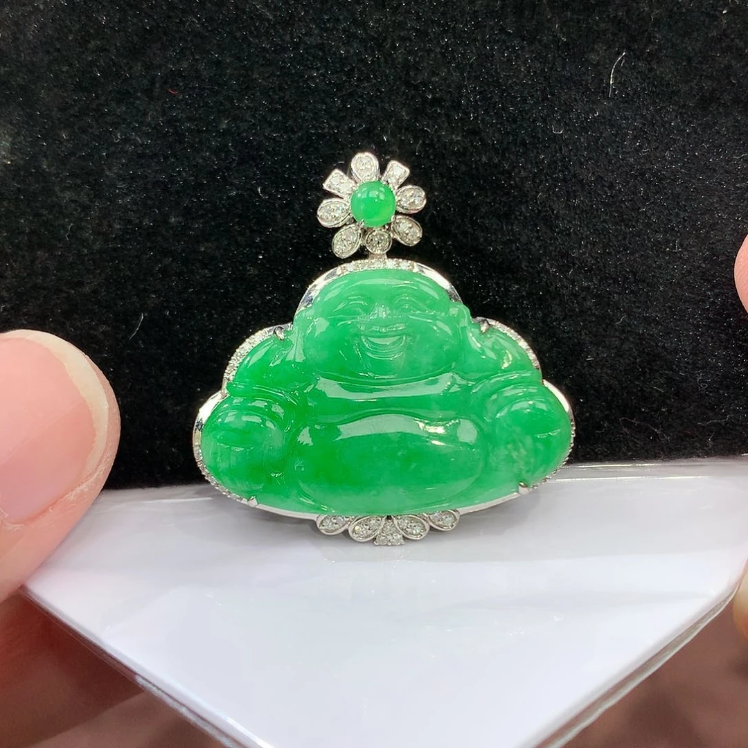 翡翠吊坠(赠链)18K金镶嵌