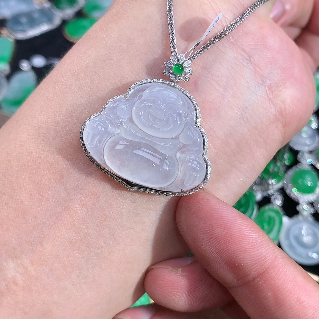 翡翠吊坠(赠链)18K金镶嵌莫*