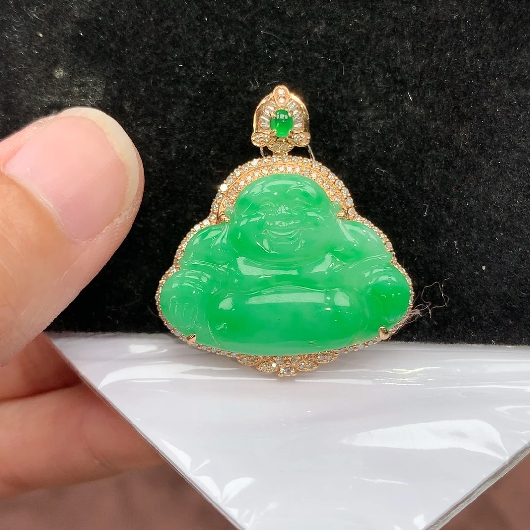 翡翠吊坠(赠链)18K金镶嵌