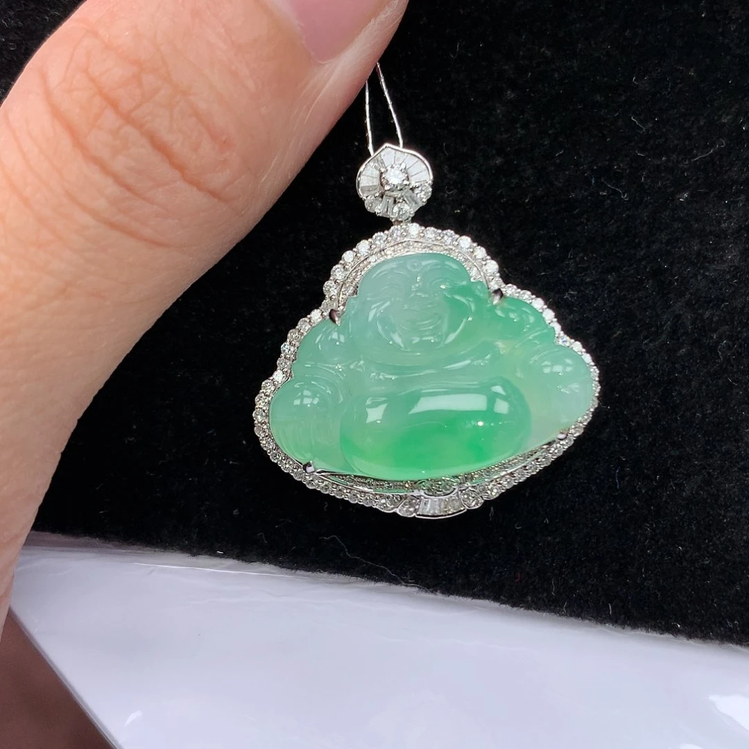 翡翠吊坠(赠链)18K金镶嵌