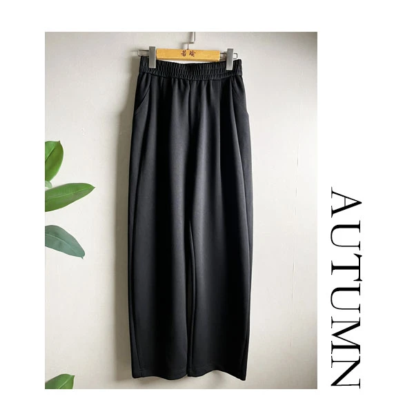 香蕉裤阔腿莱赛尔针织拖地宽松女裤松紧高腰直筒休闲垂感百搭