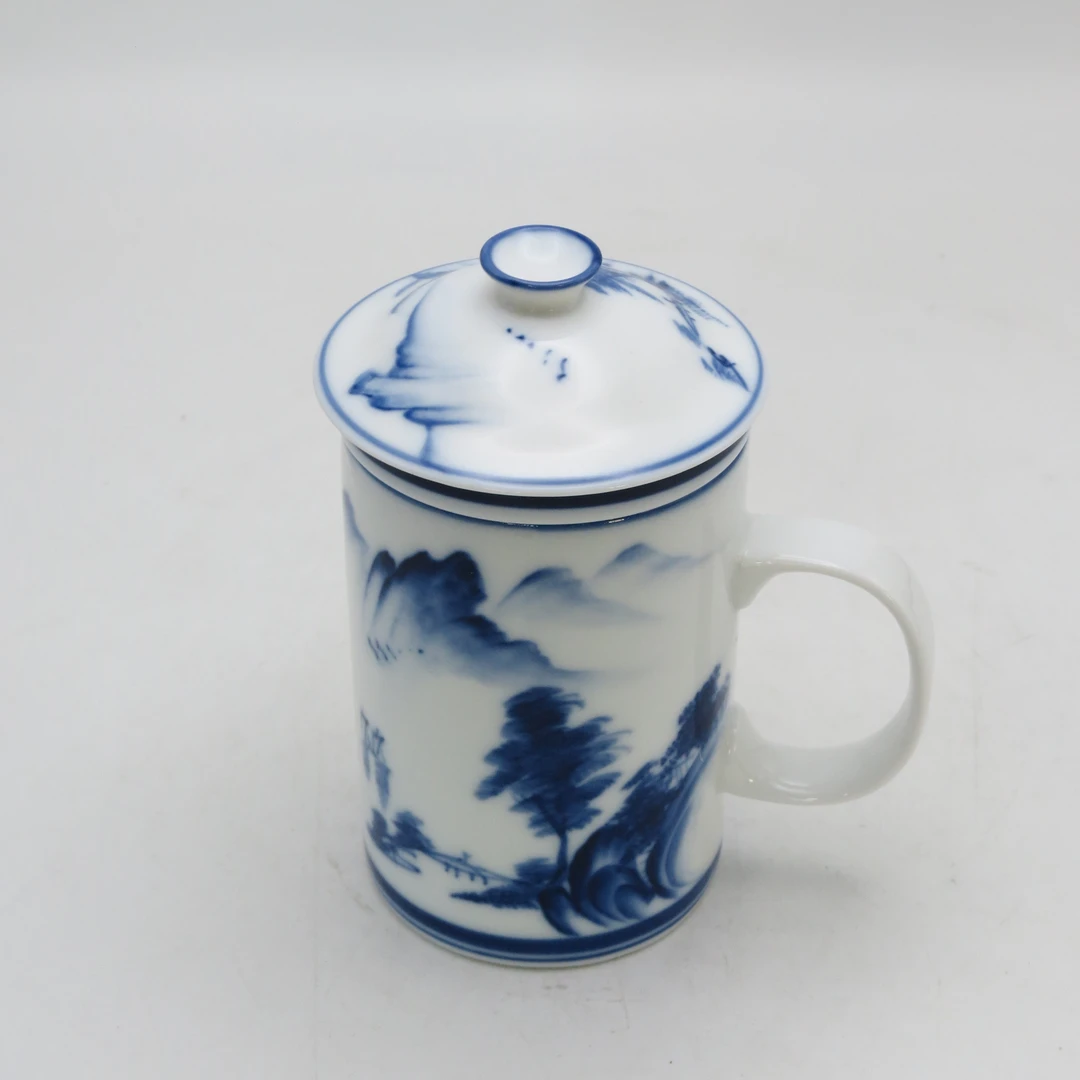 【美好的】330ml 手绘盖杯 蓝山悠林