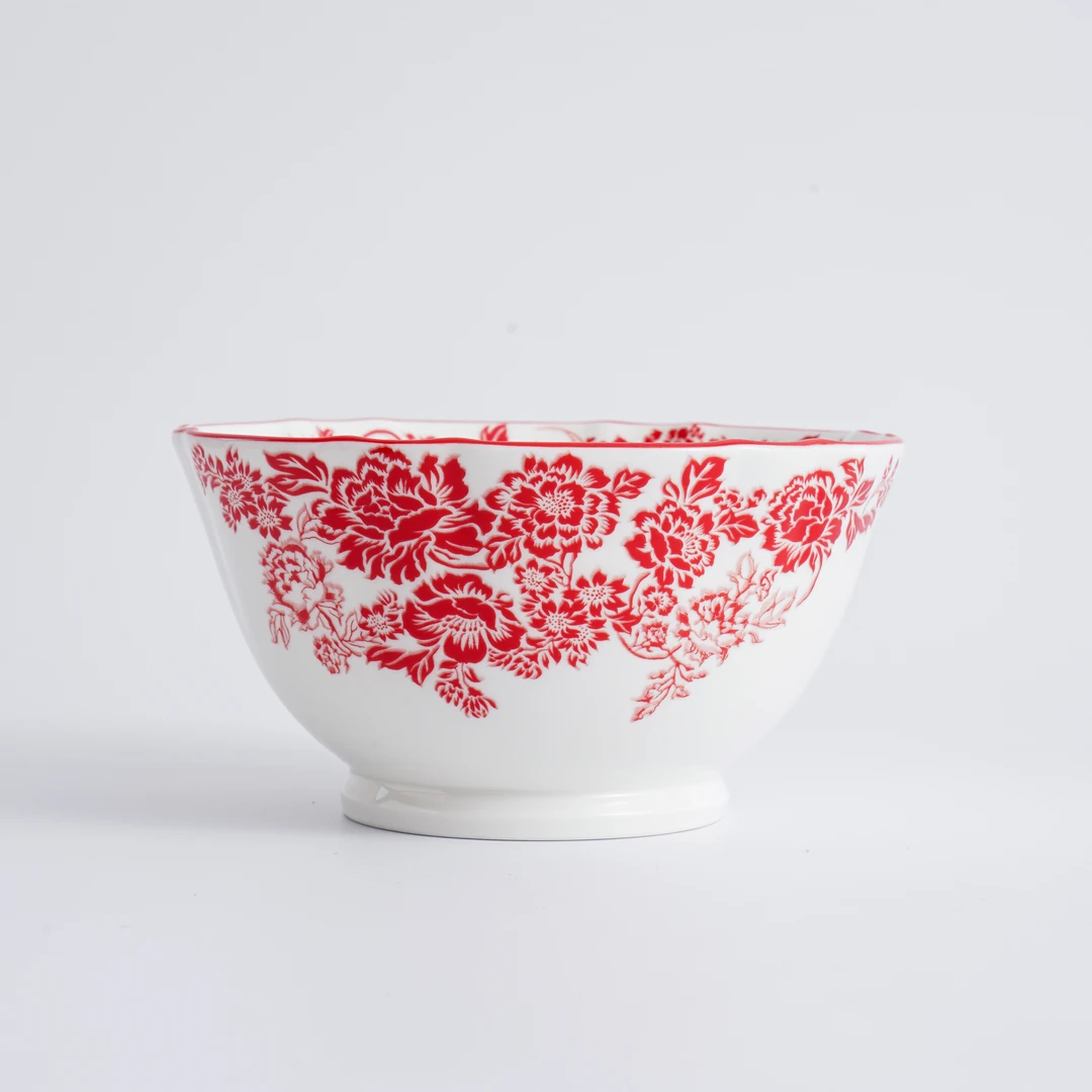 【一切美好】《鱼跃花间》 17.5*9cm 大汤碗面碗 高温瓷釉中彩