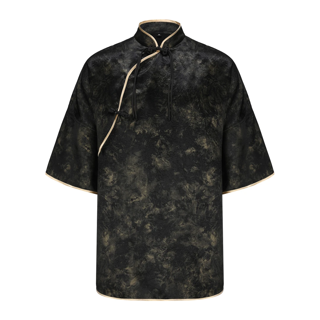 《大祭司》新中式2025年新款暗金国风大码上衣遮肚显瘦四季可穿